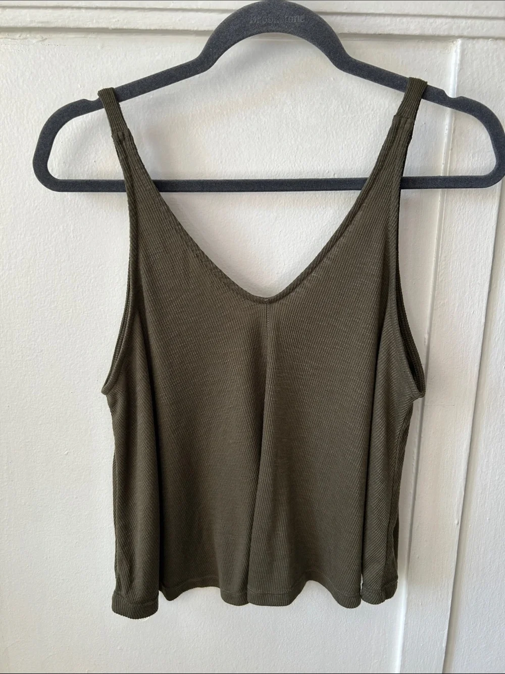 Free People Intimately Olive Green Dani Tank Top Ribbed V-Neck Cami XS